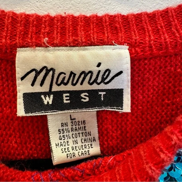 Marnie West Vintage Red Sequin Sweater Size Large - Picture 5 of 9